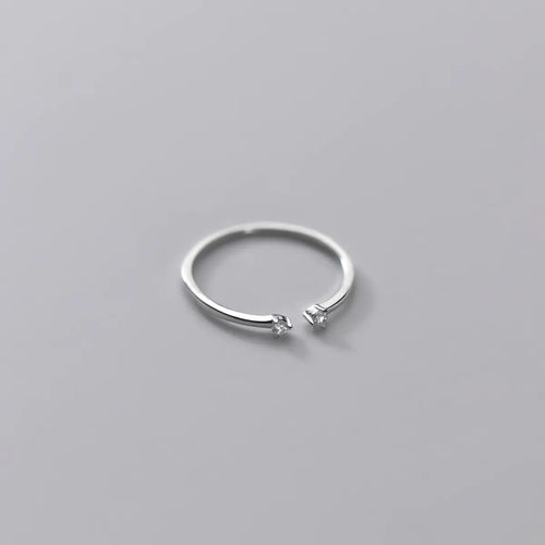 Silver Ring with Diamond Accents