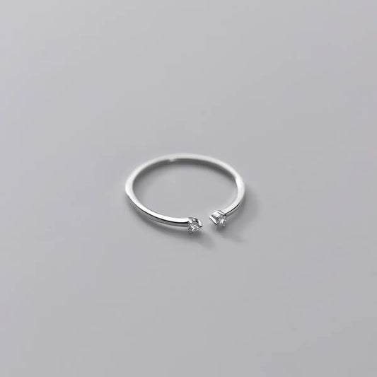 Silver Ring with Diamond Accents