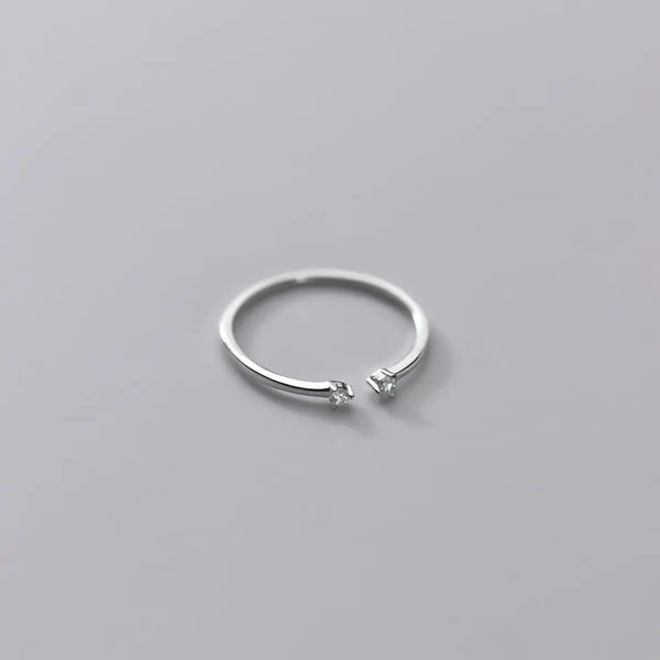 Silver Ring with Diamond Accents