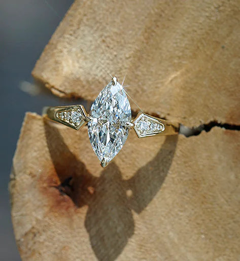 Marquise Cut Lab Grown Sapphire Ring