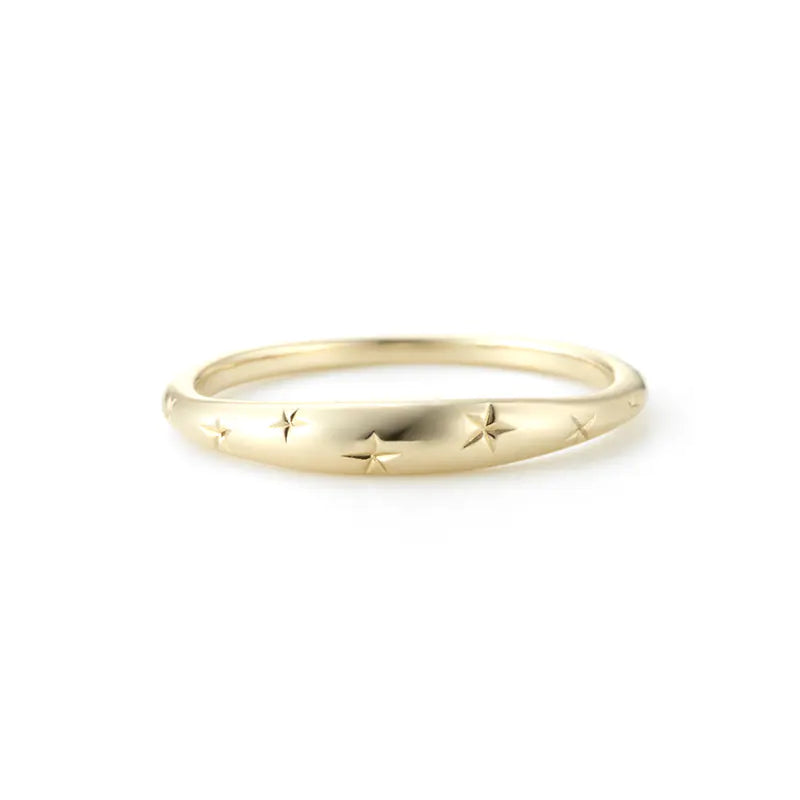 14K Gold Star Ring with Sterling Silver Plating